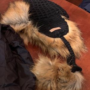 Ski wear faux fur hat